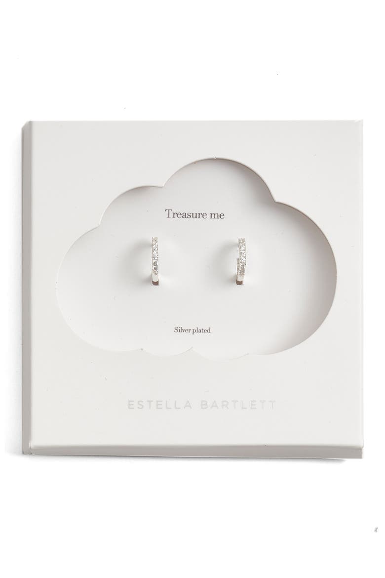 Crystal Pavé Huggie Hoop Earrings, Alternate, color, SILVER