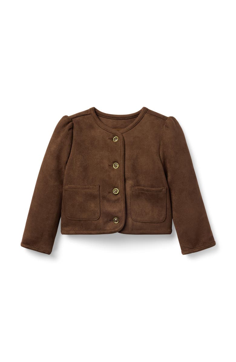 Janie and Jack The Sueded Puff Sleeve Jacket, Main, color, Brown