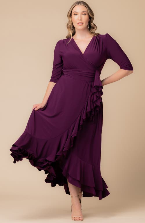 Kiyonna Veronica Ruffled High-low Evening Gown In Purple