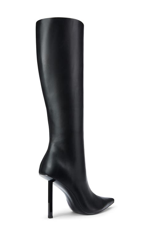 Femme La Vienna Pointed Toe Knee High Boot In Black