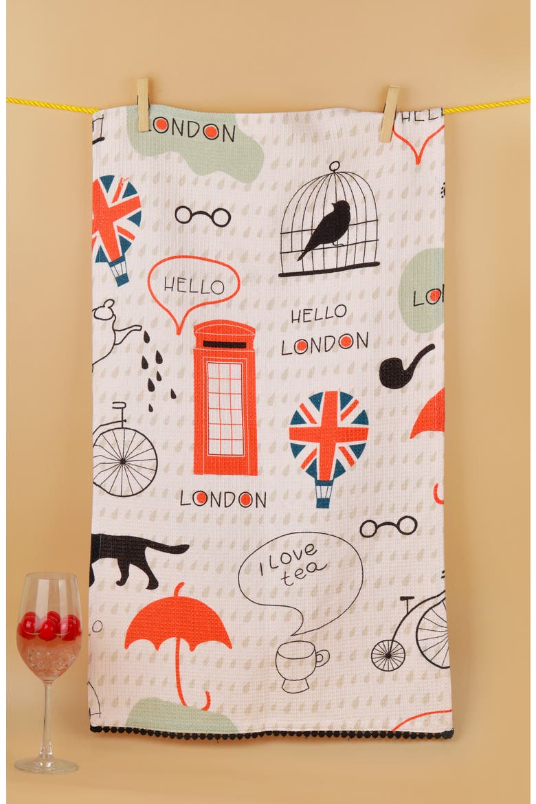 London Calling Set of 3 Kitchen Towels, Alternate, color, RED/ WHITE/ BLUE/ BLACK