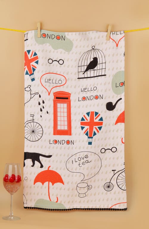 Tiramisu London Calling Set Of 3 Kitchen Towels In Red