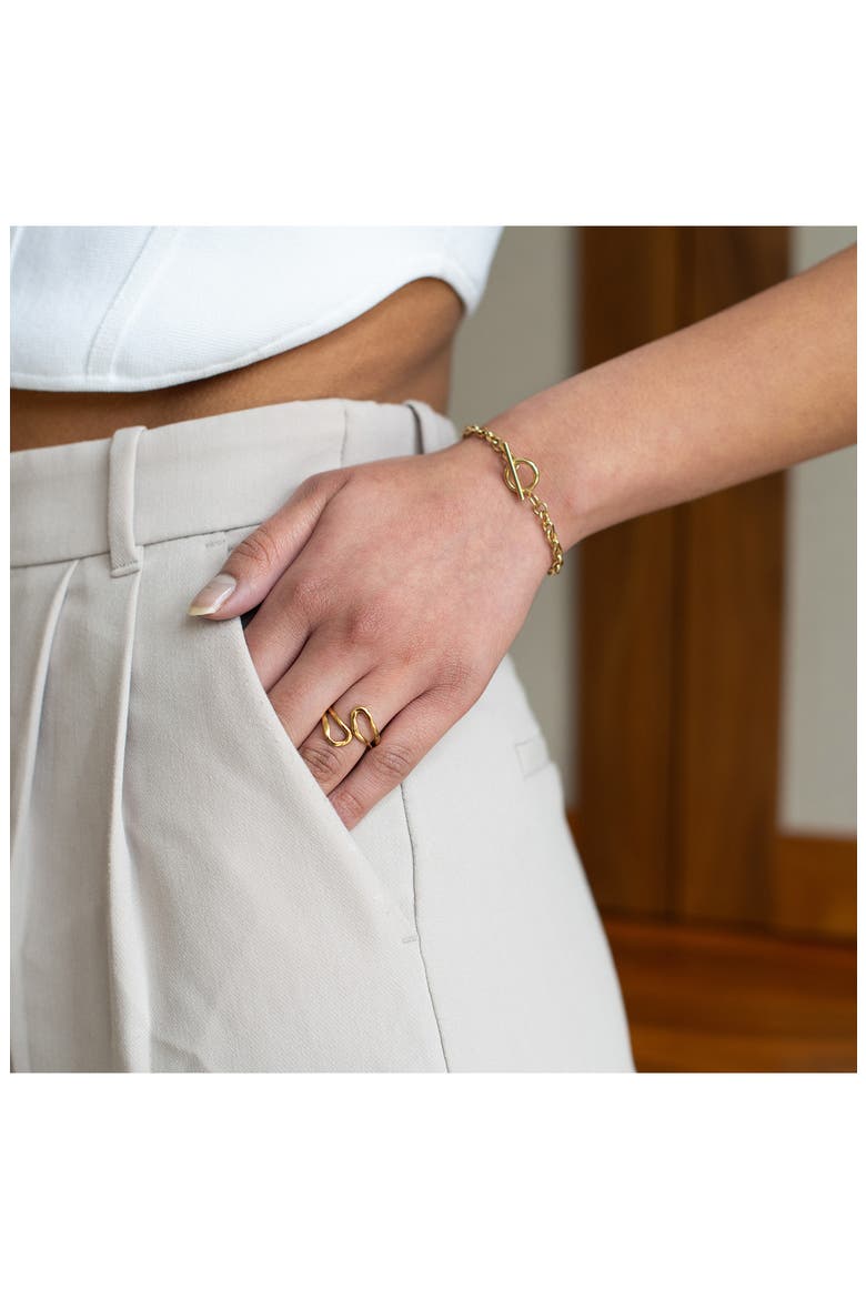 Cuban Chain T Bar Bracelet, Alternate, color, GOLD