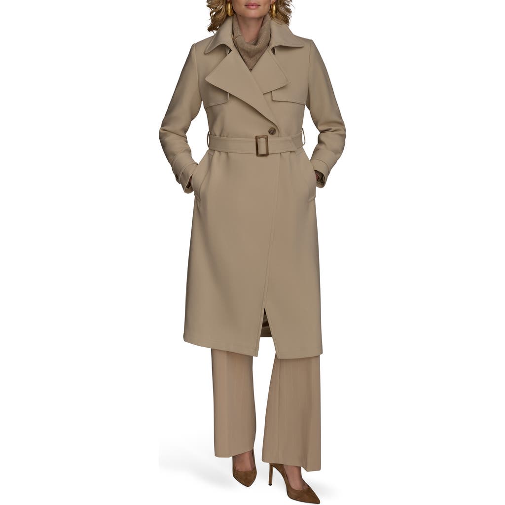 Donna Karan New York Belted Long Raincoat In Neutral