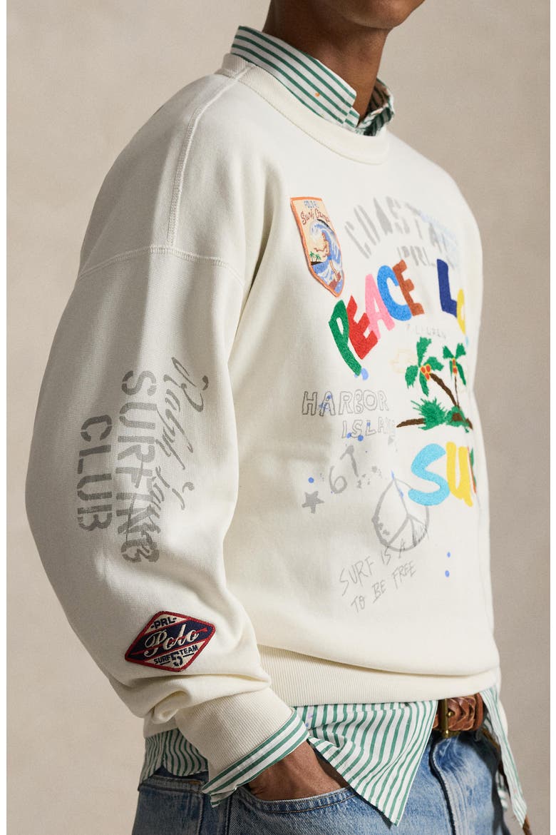 Vintage Fit Peace Love Surf Embroidered Sweatshirt, Alternate, color, NEVIS