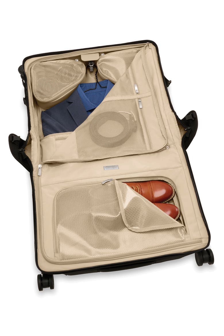 Baseline Wide Spinner Carry-On Garment Bag, Alternate, color, BLACK