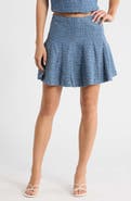 SUGARLIPS Jenavy Tweed Flare Miniskirt