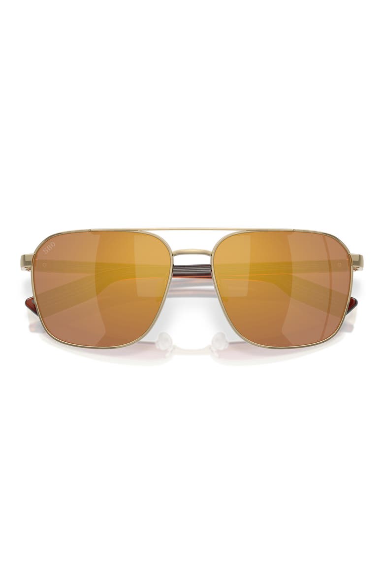 58mm Polarized Mirrored Rectangular Sunglasses, Alternate, color, GOLD/ GOLD MIRROR 580G