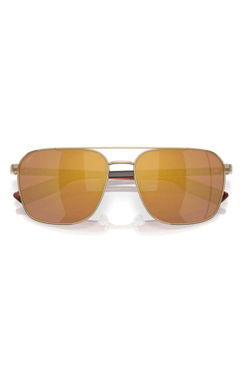 Costa Del Mar 58mm Polarized Mirrored Rectangular Sunglasses, Alternate, color, Gold/ Gold Mirror 580G