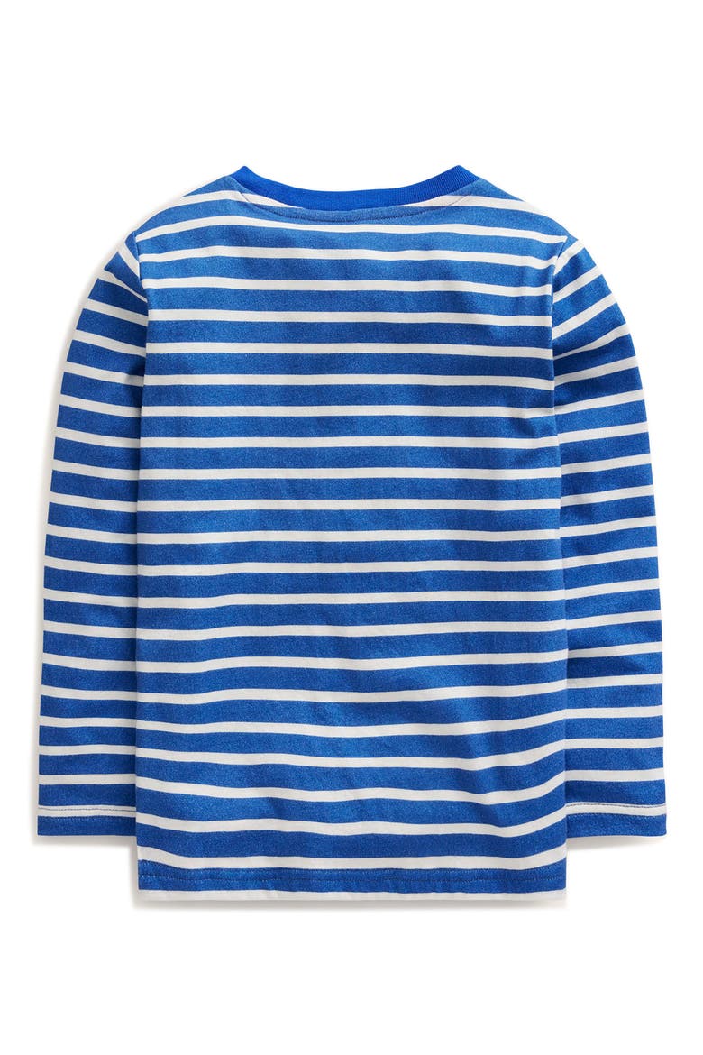 Kids' Stripe Rocket Pocket Appliqué Long Sleeve Cotton Graphic T-Shirt, Alternate, color, DELFT AND IVORY STRIPE