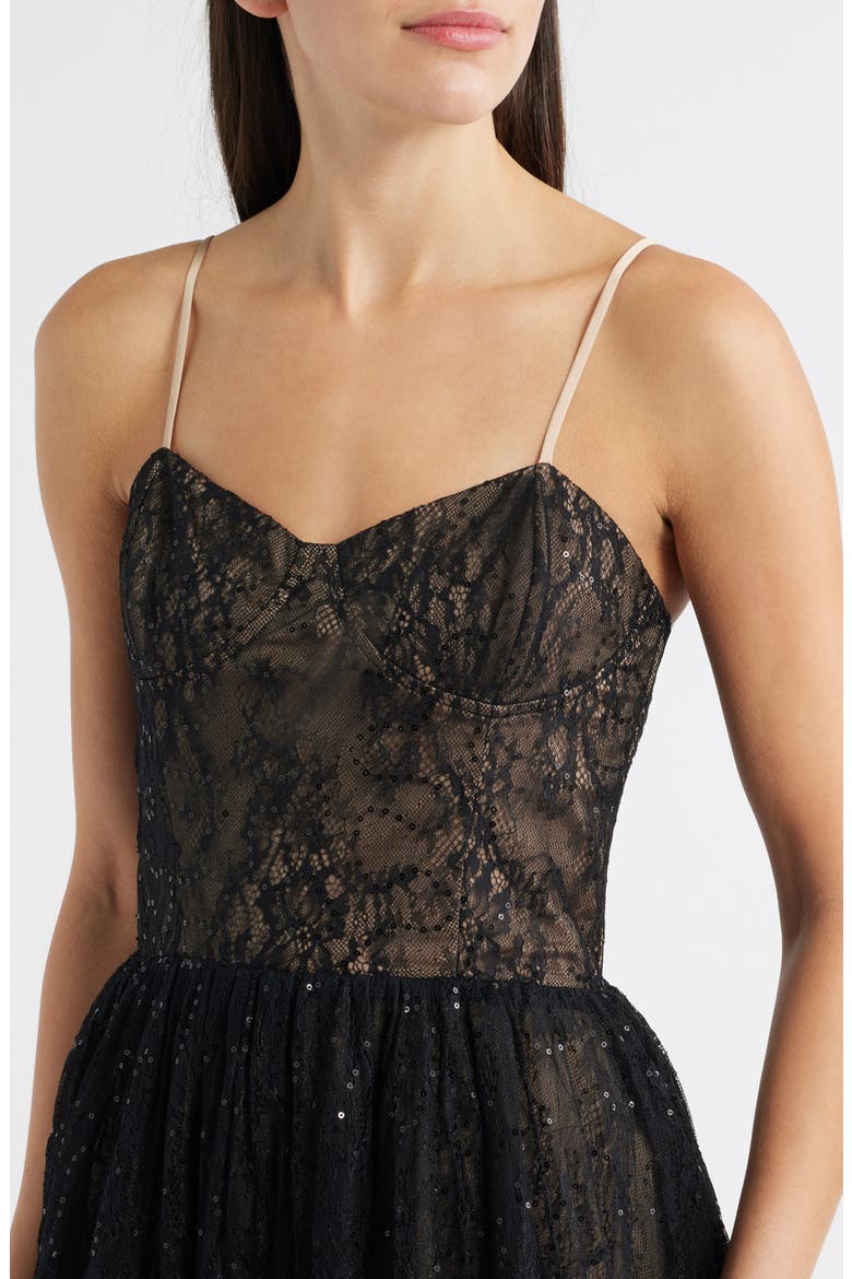 Kelly Sequin Lace Cocktail Dress, Alternate, color, BLACK