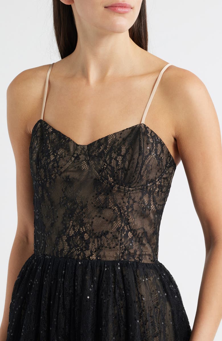 Lucy Paris Kelly Sequin Lace Cocktail Dress, Alternate, color, Black