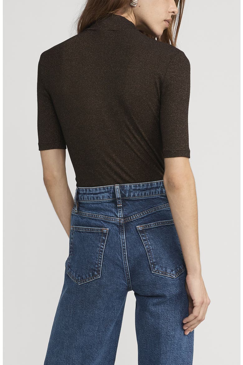 The Metallic Mock Neck T-Shirt, Alternate, color, AMERICANO