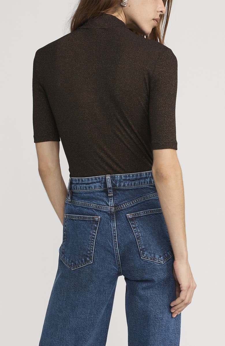 FRAME The Metallic Mock Neck T-Shirt, Alternate, color, Americano