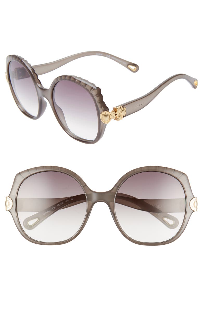 Chloé Vera 56mm Seashell Shape Sunglasses, Main, color,