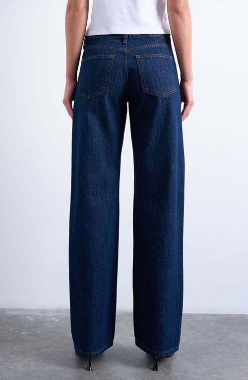 Topshop Low Rise Straight Leg Jeans In Blue