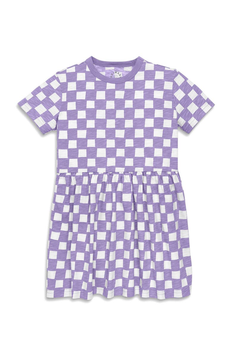 Primary Kids Easy Dress In Checks, Main, color, Iris White Checks