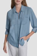 DKNY Jeans Chambray Button Front Top
