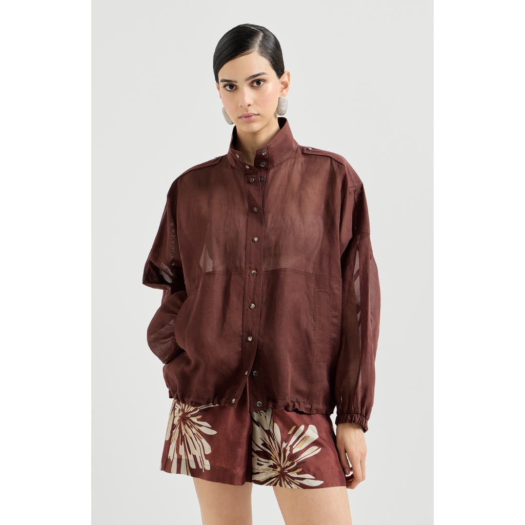 Brunello Cucinelli Cotton organza outerwear jacket in Bordeaux at Nordstrom, Size Xxx-Large