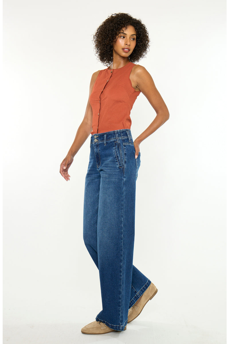 Pepper Essentials High Rise Wide Jeans, Alternate, color, Dark Wash