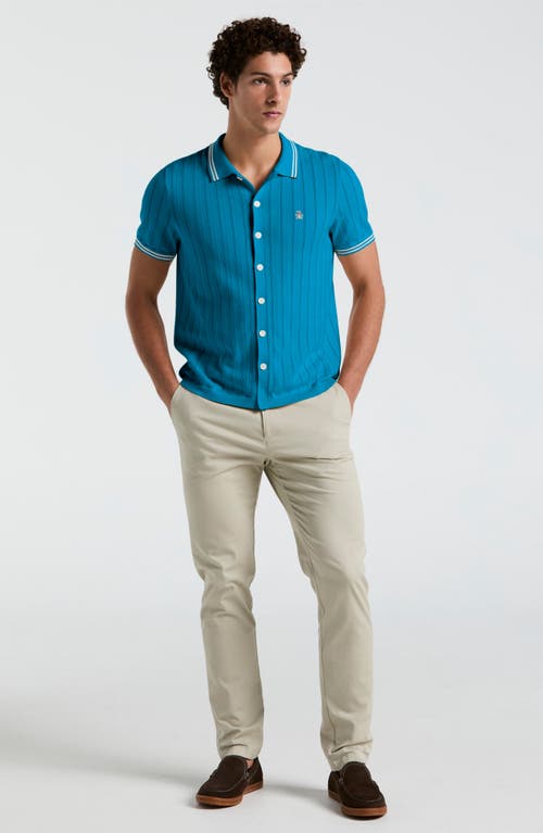 Original Penguin Drope Needle Polo Cardigan In Mosaic Blue