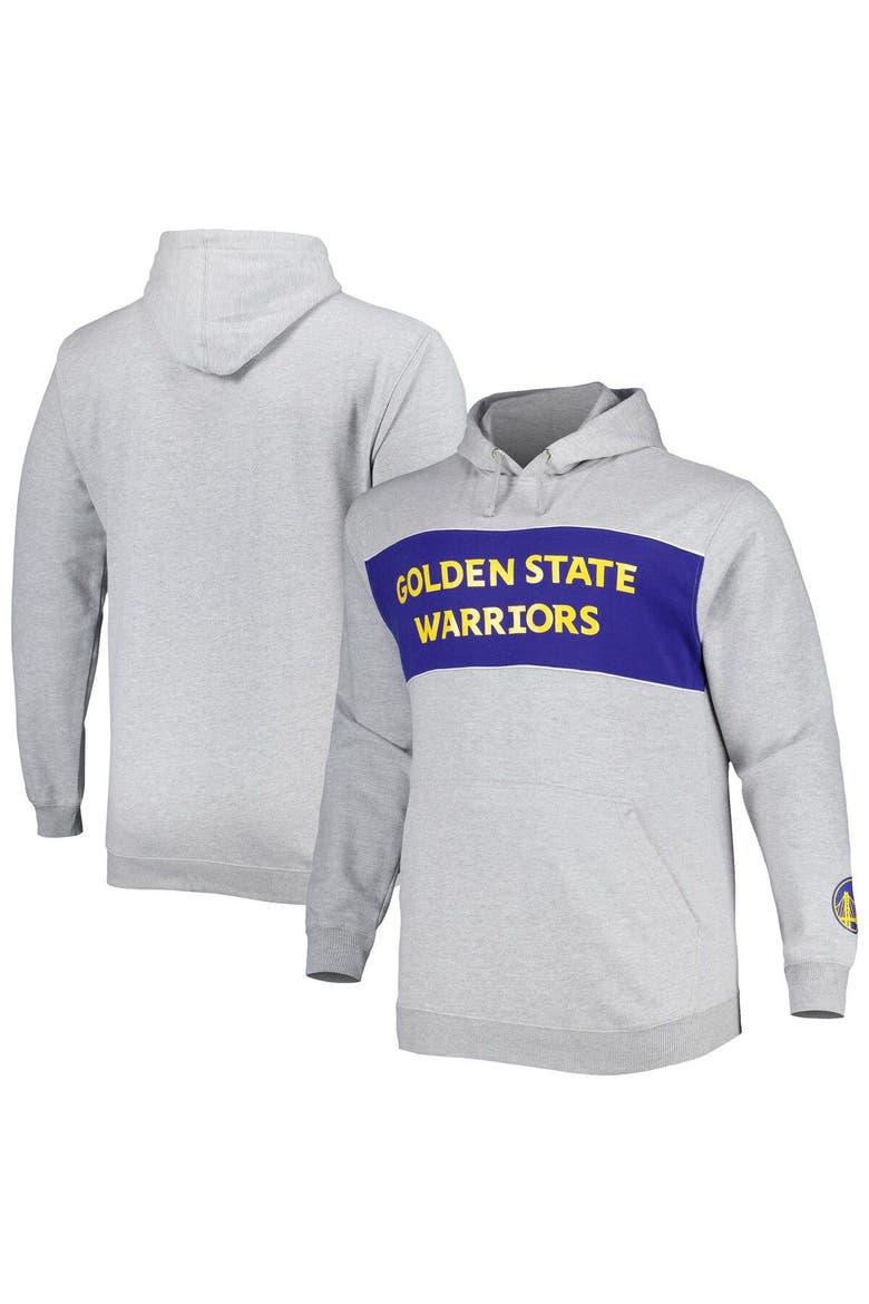 Men's Fanatics Branded Heather Gray Golden State Warriors Big & Tall Wordmark Pullover Hoodie, Main, color, Heather Gray
