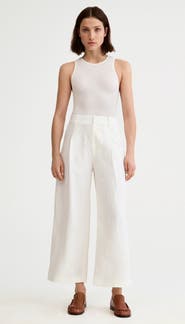 Smythe Linen Cropped Pleated Trouser