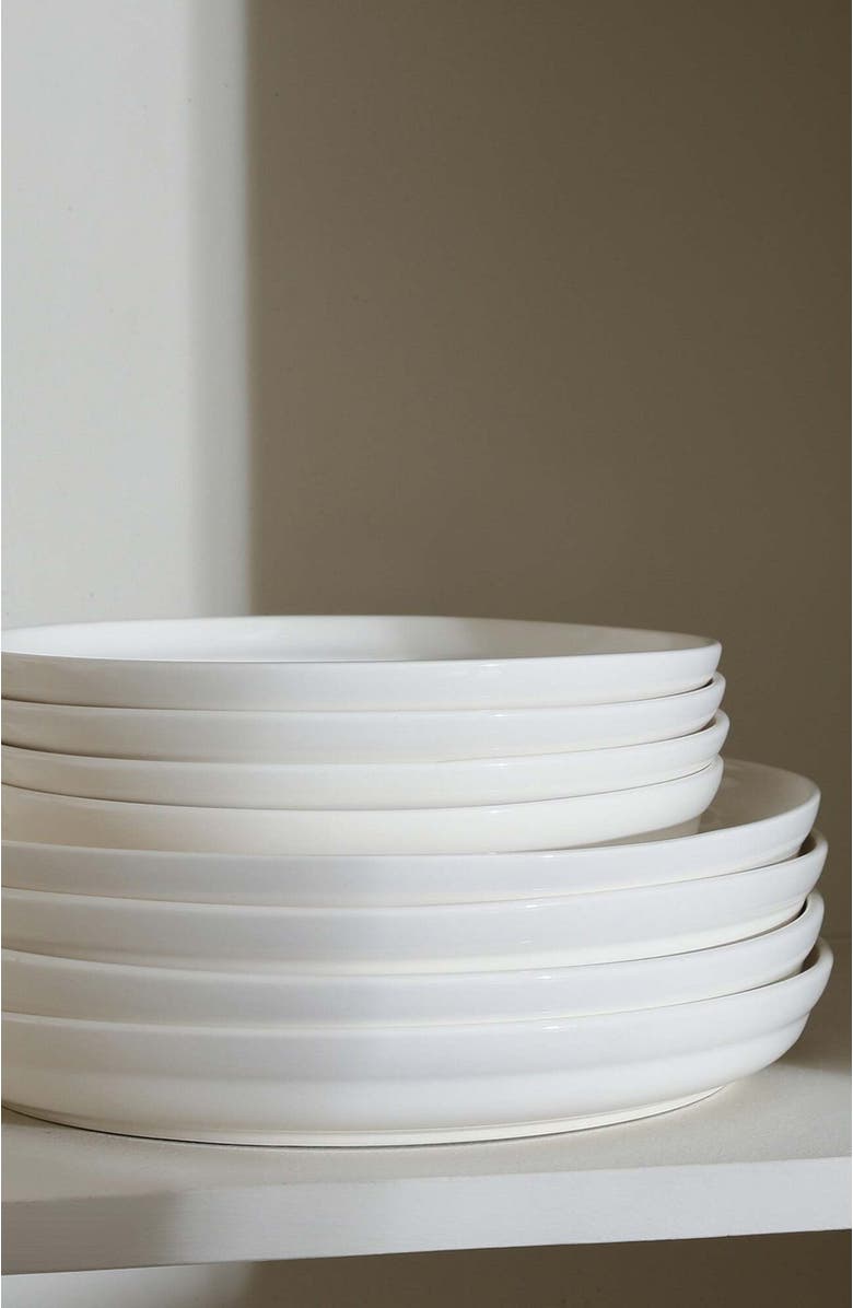 Stone Lain Virtuo Porcelain 4-Piece Dinner Plate Set, Alternate, color, White