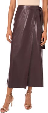 Halogen® Faux Leather Side Tie Skirt