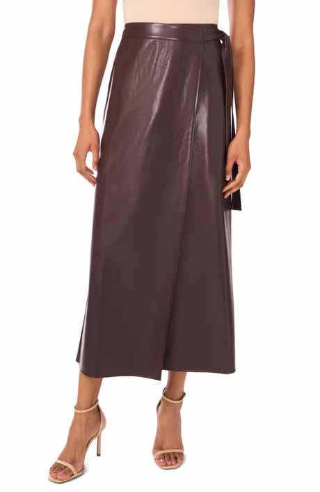 Halogen® Faux Leather Side Tie Skirt