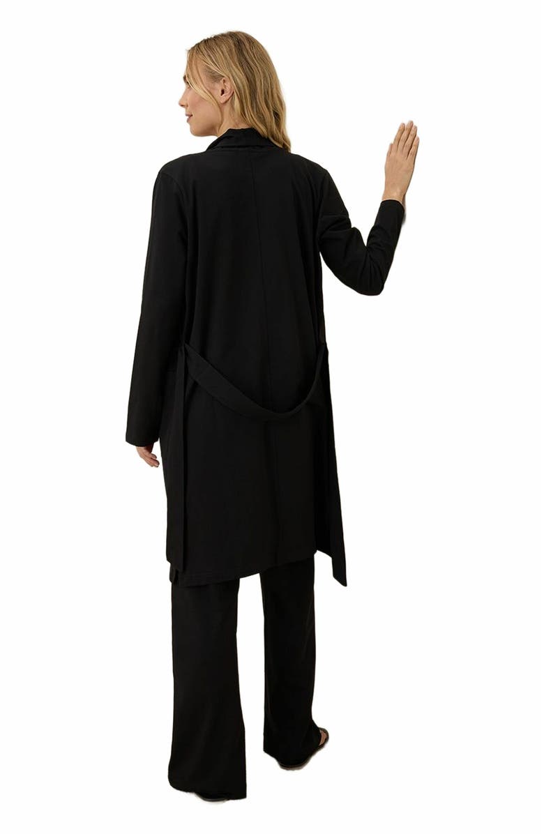 Pact Organic Cotton Cool Stretch Lounge Duster, Alternate, color, Black