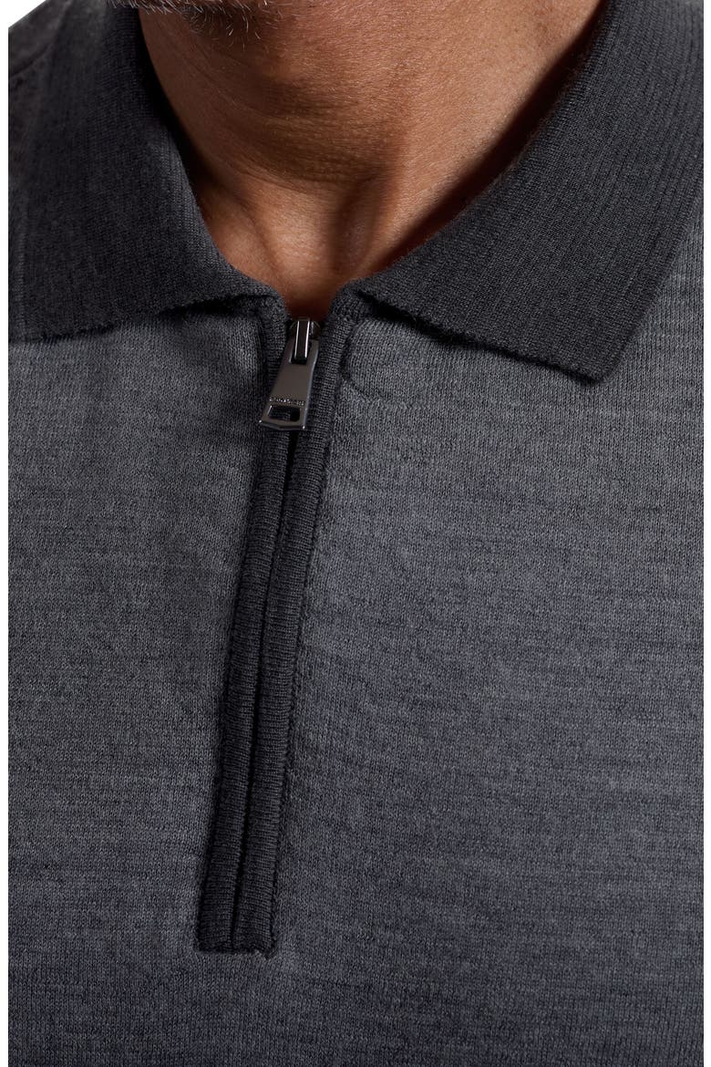 Long Sleeve Merino Wool Quarter Zip Polo Sweater, Alternate, color, HEATHER GREY