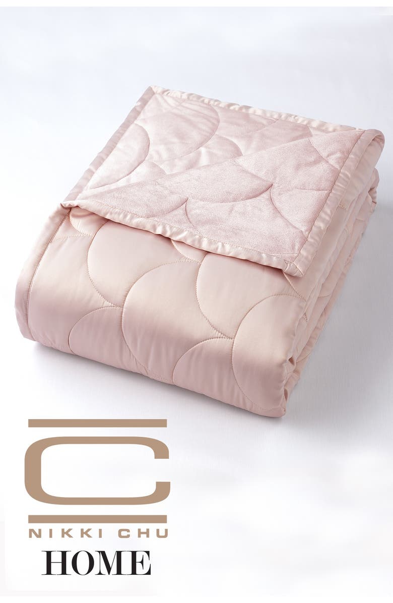 Allied Home Nikki Chu Twin Velvet/Satin Reversible Blanket - Rose, Alternate, color, 