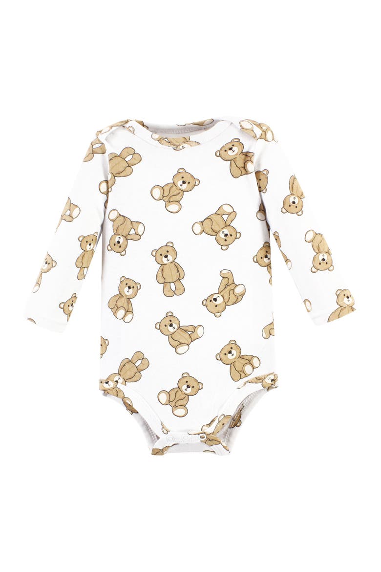 Everyday Long-sleeve Cotton All-in-ones, Alternate, color, Teddy Bears 3-Pack