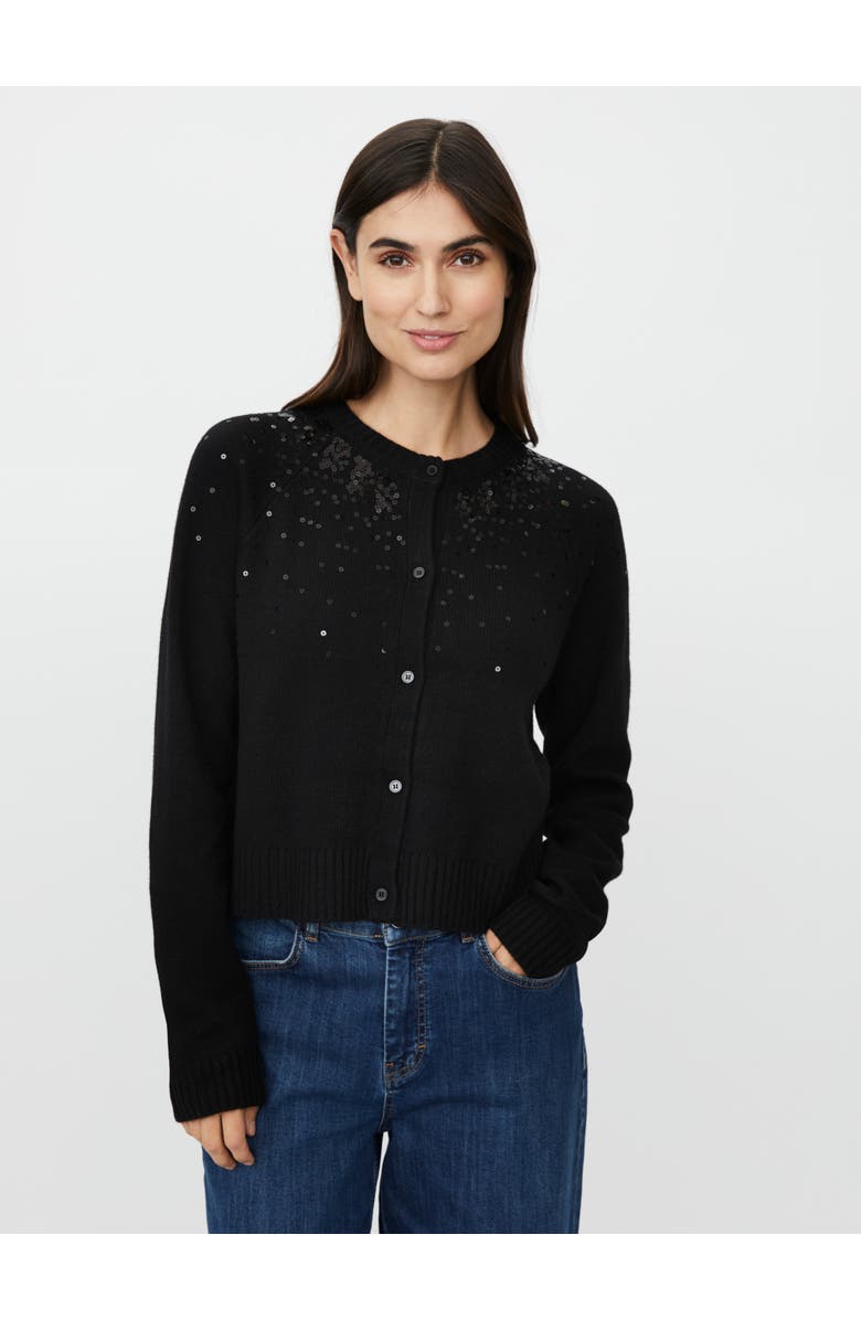 Masai Copenhagen Malitana Sequined Button Front Cardigan, Main, color, Black