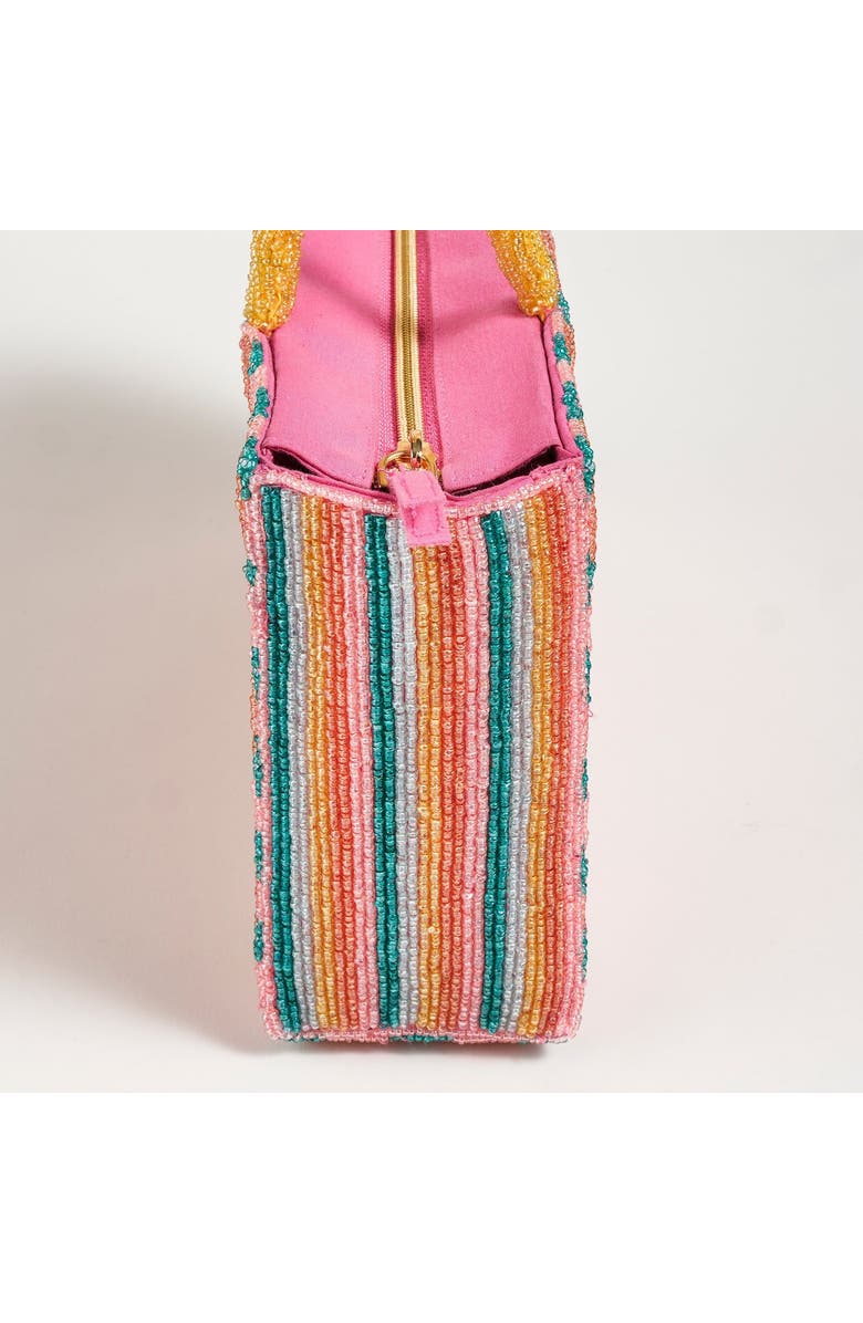 Zsa Zsa Zsu Delhi Beaded 100% Cotton Shoulder Bag 11X6 In, Alternate, color, Pink