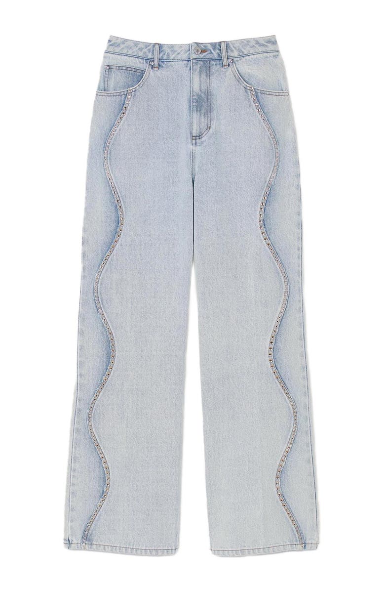 SANDRO Jeans with rhinestone stripes, Alternate, color, 