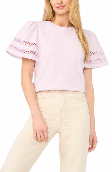 Embroidered Detail Short Sleeve Cotton Top