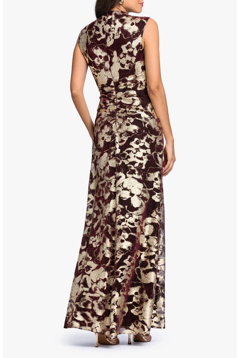 Crinkled Ruched Gown, Alternate, color, WINE/ GOLD