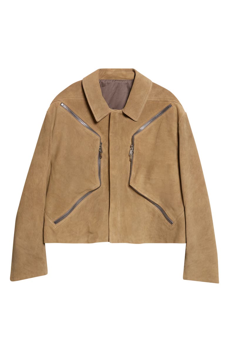Rick Owens Temple Heizer Mac Suede Jacket, Main, color, Sumi Brown