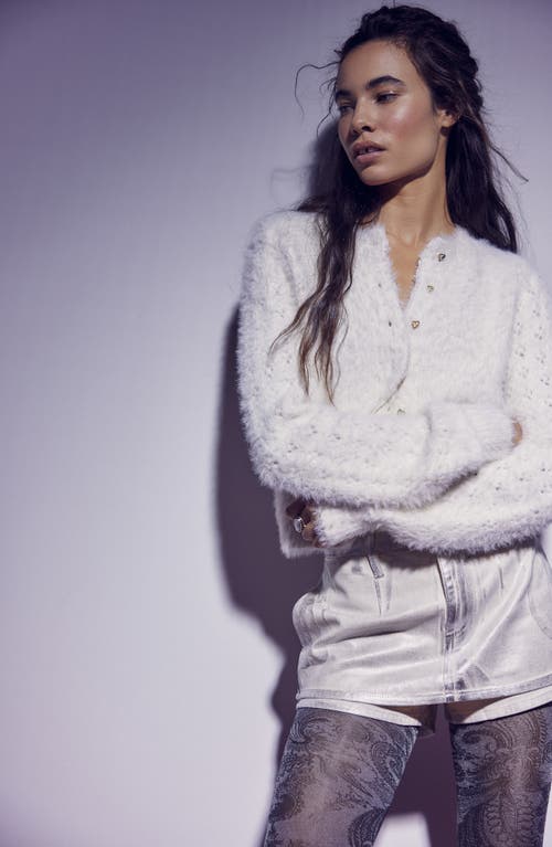 Free People Celeste Crewneck Cardigan In Mirrorball