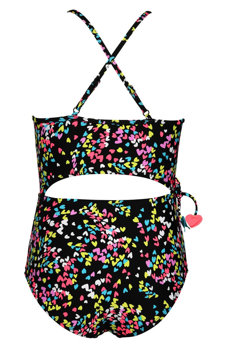 Hobie Kids' Cutout Heart One-Piece Swimsuit, Alternate, color,