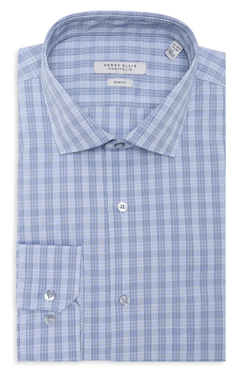 Perry Ellis Tonal Check Print Slim Fit Dress Shirt, Main, color, 