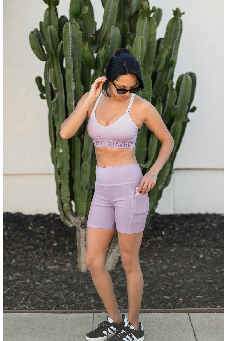 Stevie Active Postpartum Bike Short, Alternate, color, Lavender Mist