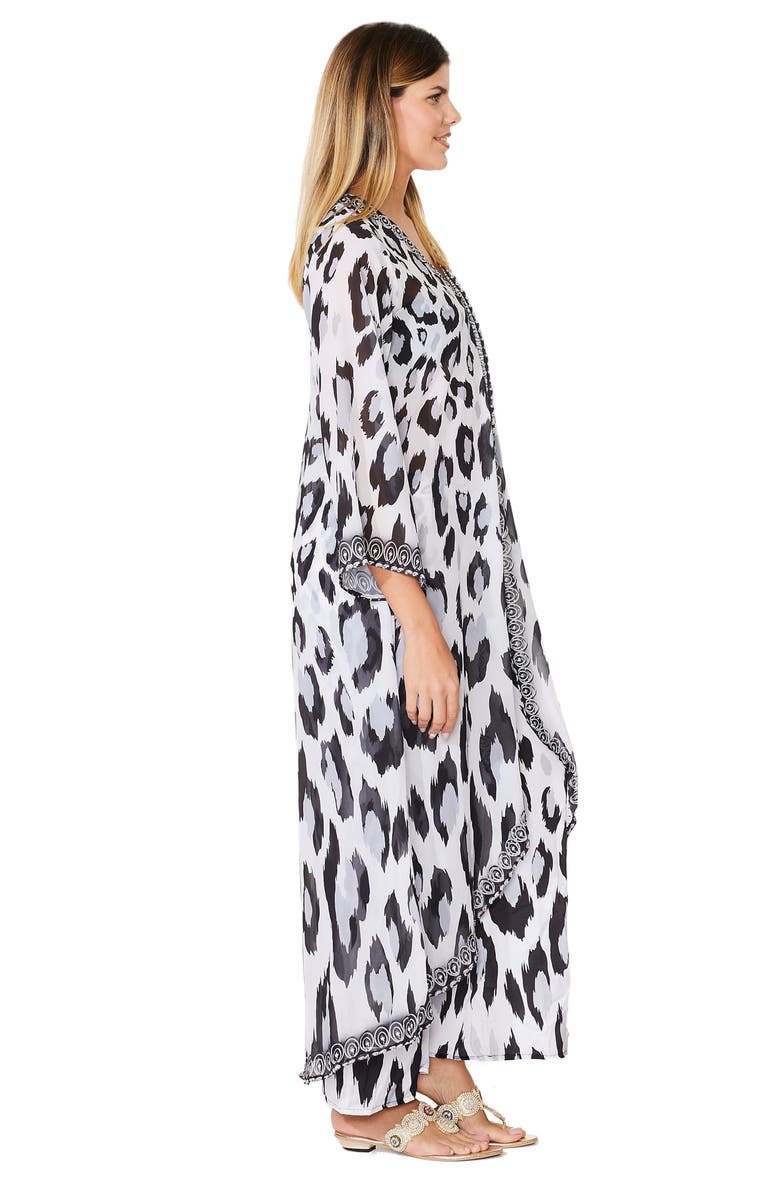 RANEES Leopard Duster, Alternate, color, Black And White