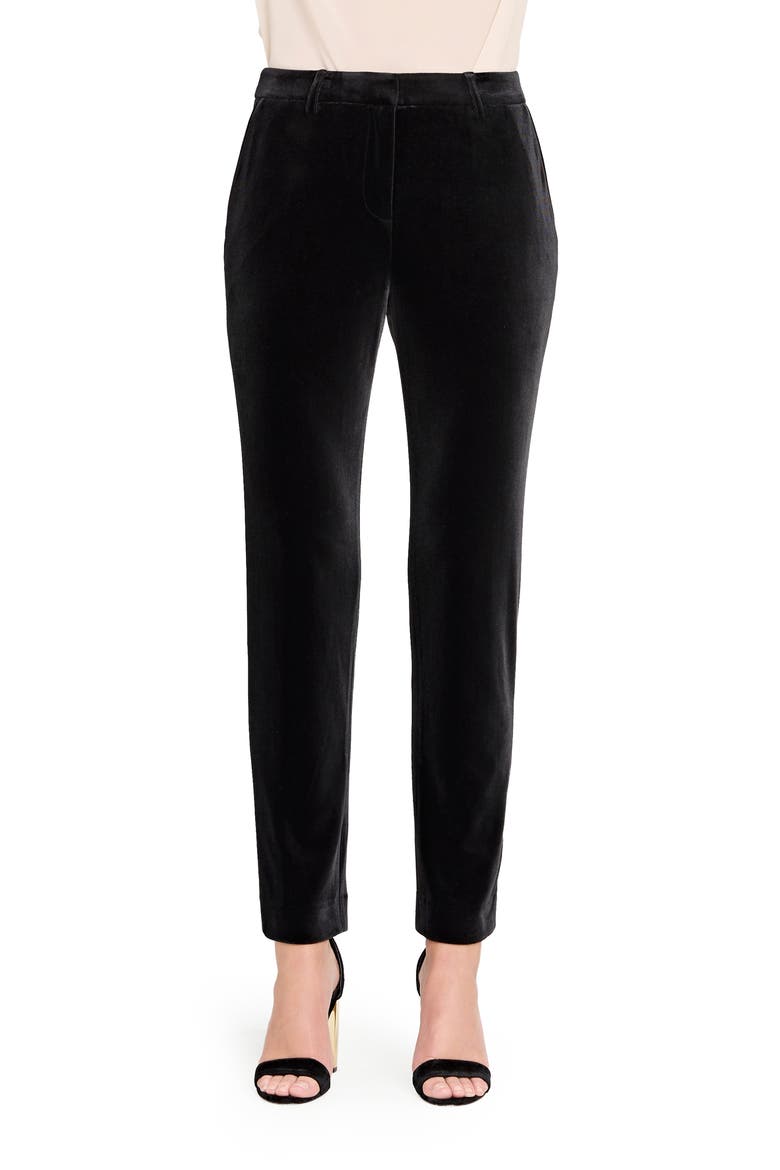 Velvet Straight Leg Pants, Main, color, BLACK