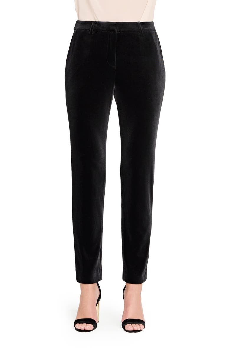 Tahari ASL Velvet Straight Leg Pants, Main, color, Black