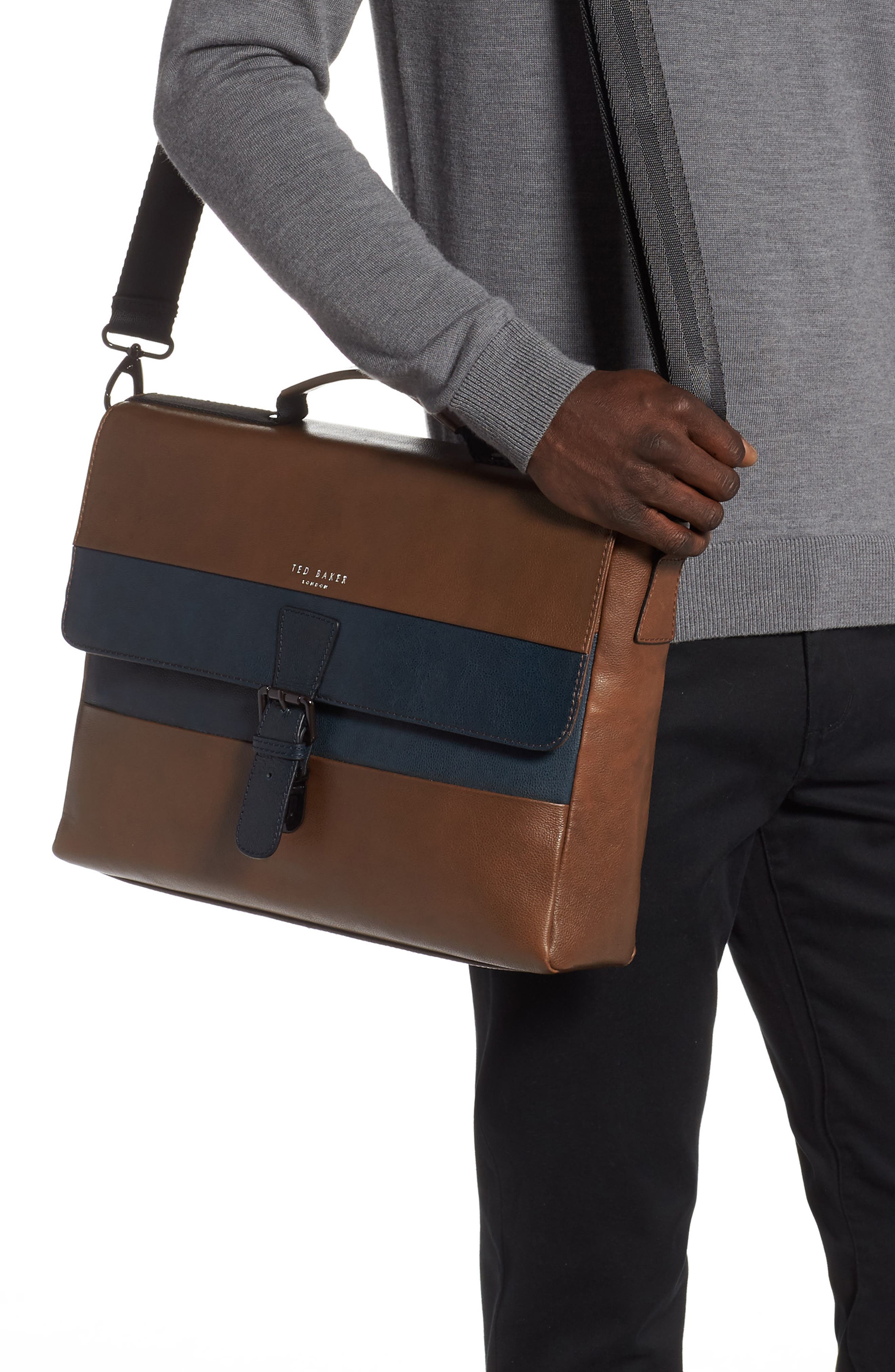 Ted Baker London Leather Briefcase, Alternate, color, 