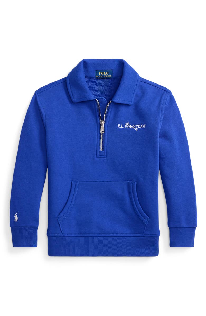 Polo Ralph Lauren Kids' Polo Team Embroidered French Terry Half Zip Sweatshirt, Main, color, Blue