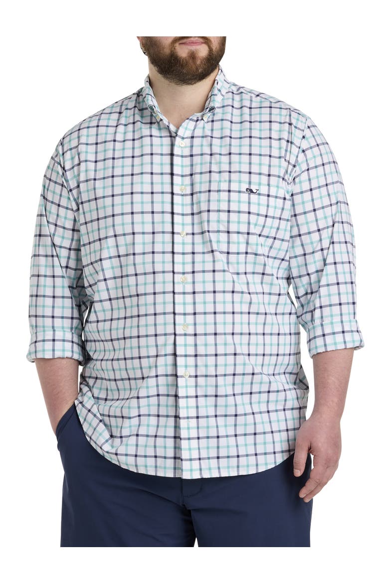 Big & Tall On-The-Go Check Sport Shirt, Main, color, LAGOON TIDE